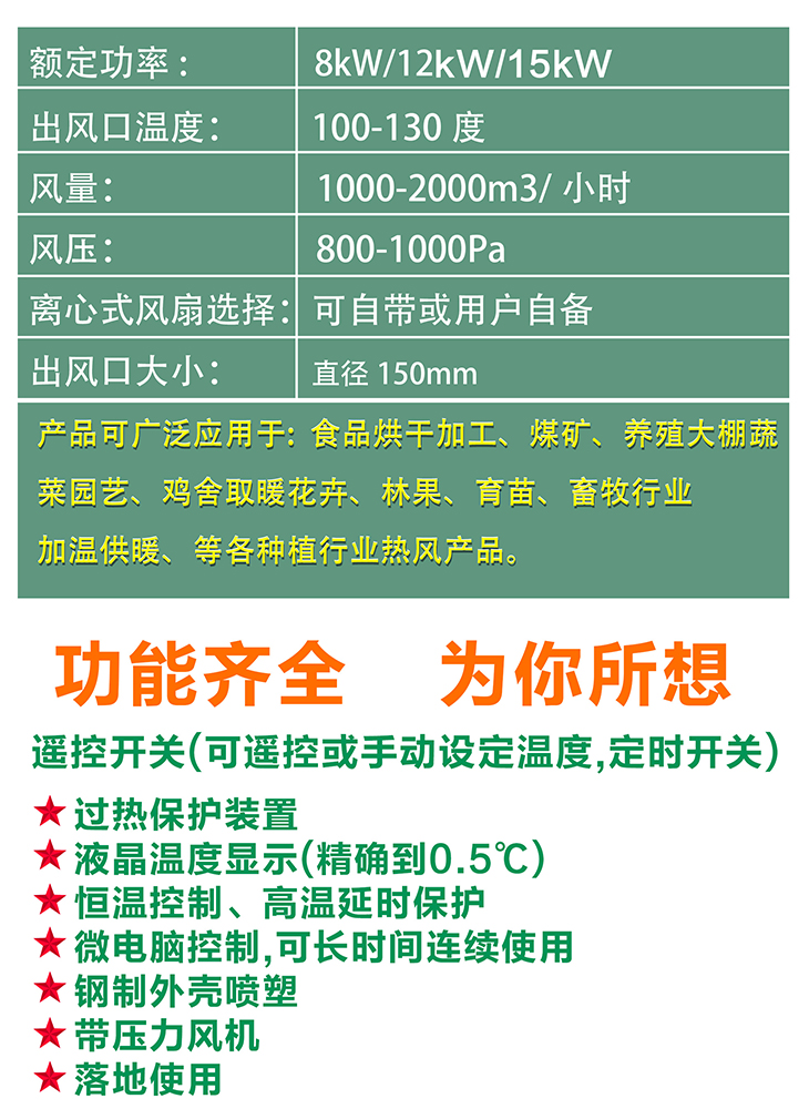 8KW/10KW/15KW高能效电磁热风炉